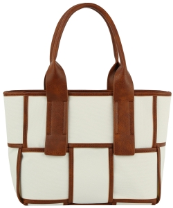 Fashion Woven Luxury Designer Tote Bag D-0732 WHITE